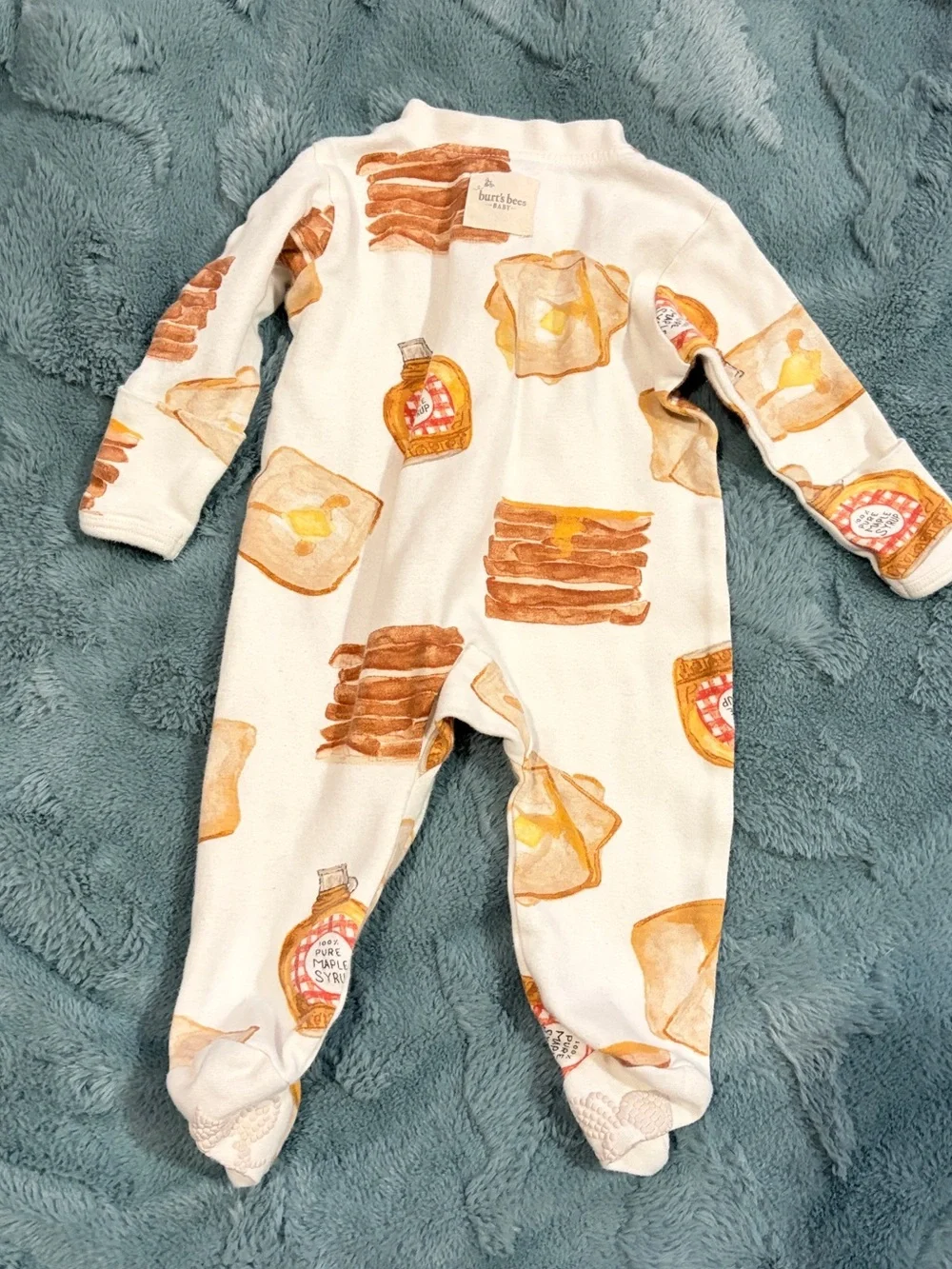 Burt's Bees Baby Cream Toast & Maple Syrup Print Footed One-Piece